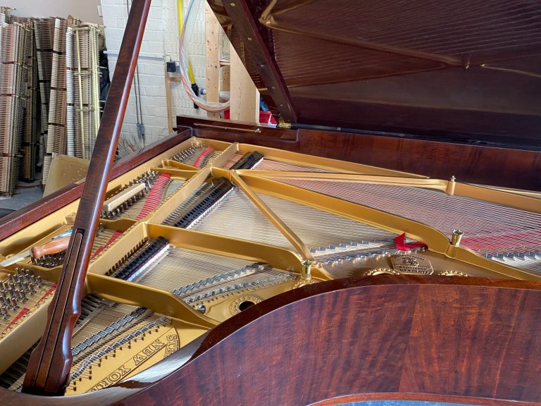 Rebuilt Steinway B from 1923 in fiddleback mahogany, an exceptional example sensibly priced at £60,000